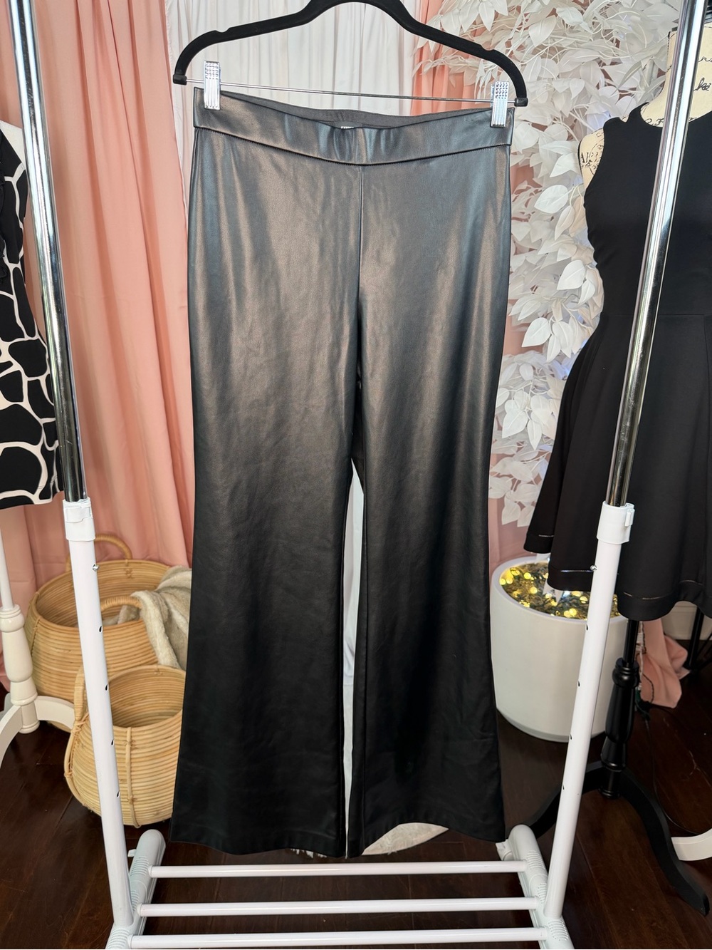 Express Black Faux Leather Wide-Leg Pants